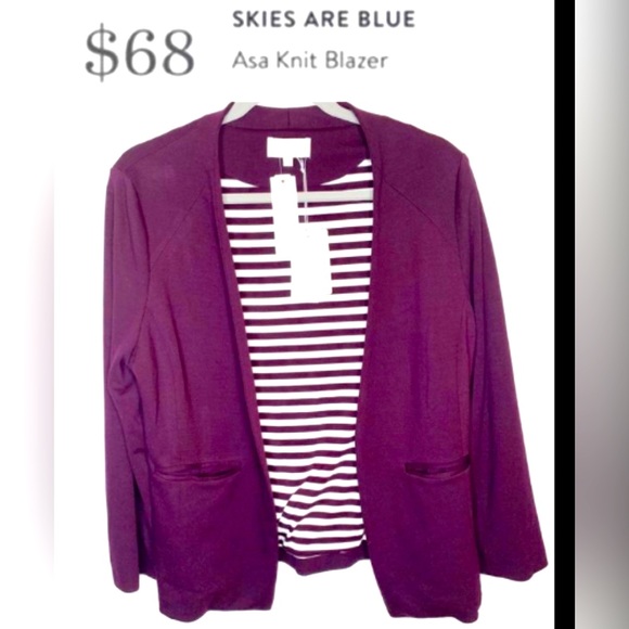 Skies are Blue plum collarless blazer size L - Picture 3 of 6